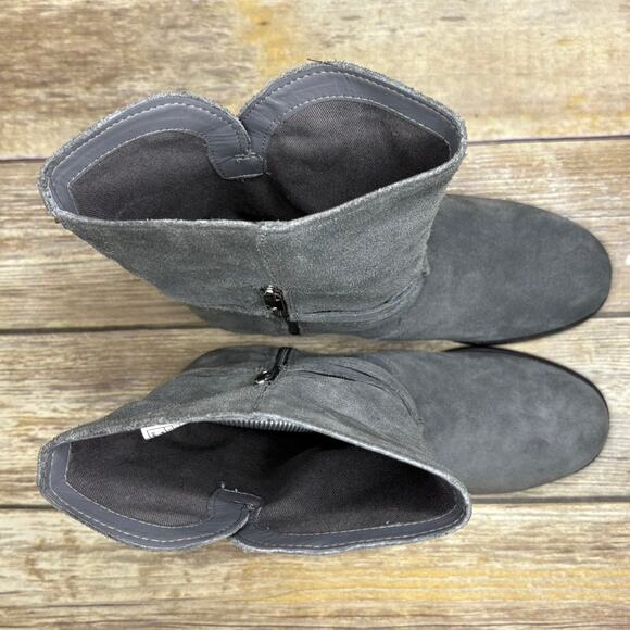 Koolaburra by UGG Elista Grey Suede Mid-Calf Biker Boot Womens SZ 6.5 - Picture 7 of 8